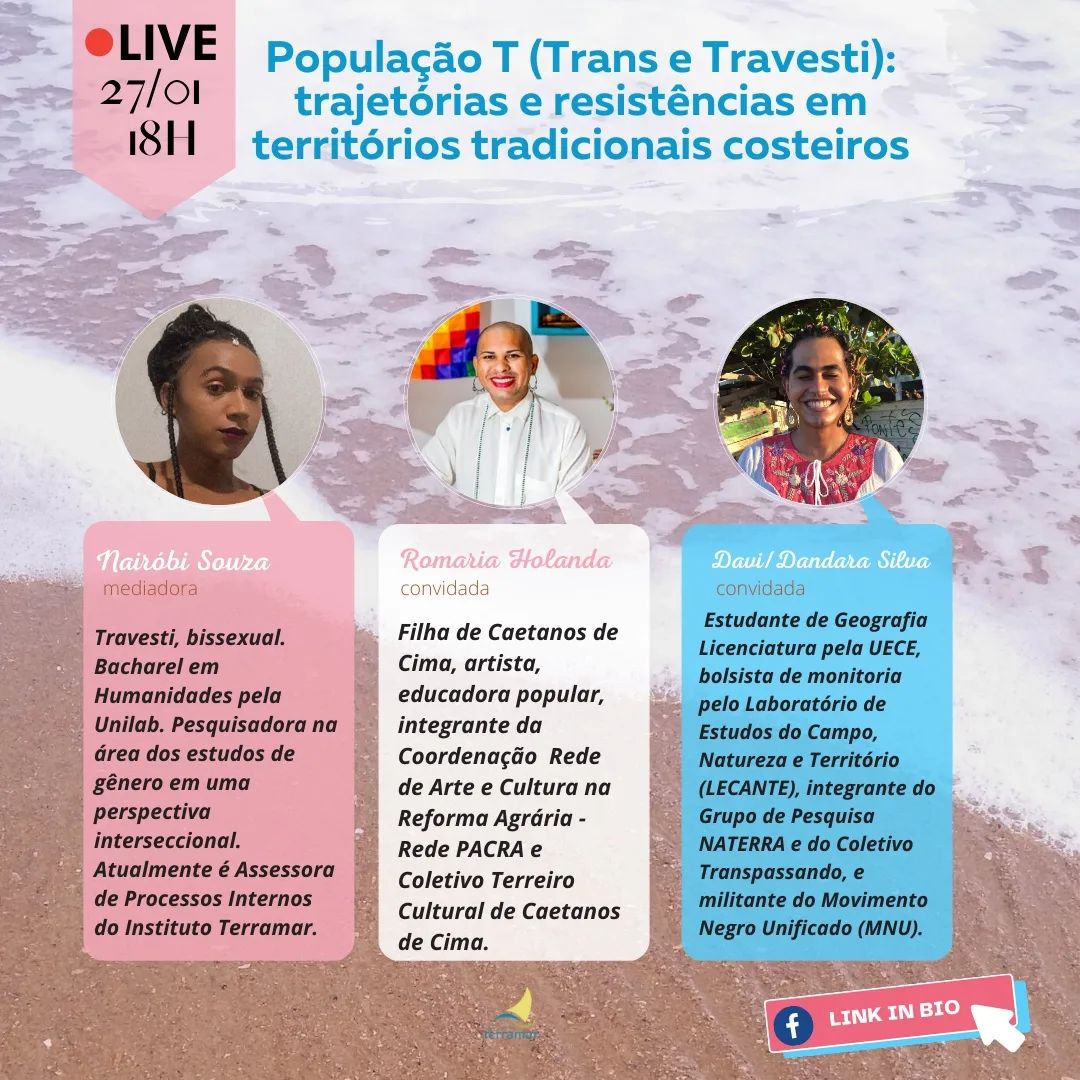 Live: População T (Trans e Travesti): trajetórias e resistências em territórios tradicionais costeiros